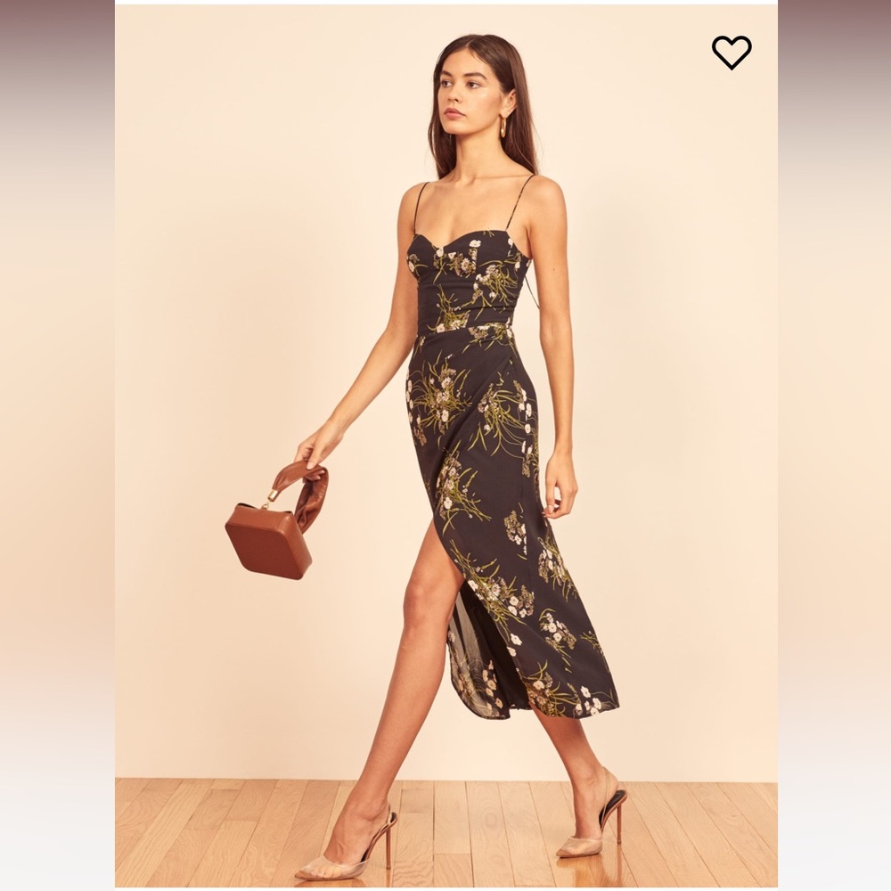 Floral Black Midi Dress